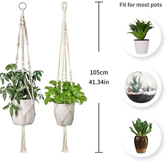 MOONSUN Woven Plant Hanger Basket Pot, Plant Hanger Indoor Hanging ,Hanging Flower Planter Pot Holder New Woven Hanging Basket Planter Woven Plant Storager Basket Indoor Outdoor Flower Holder Home Decoration