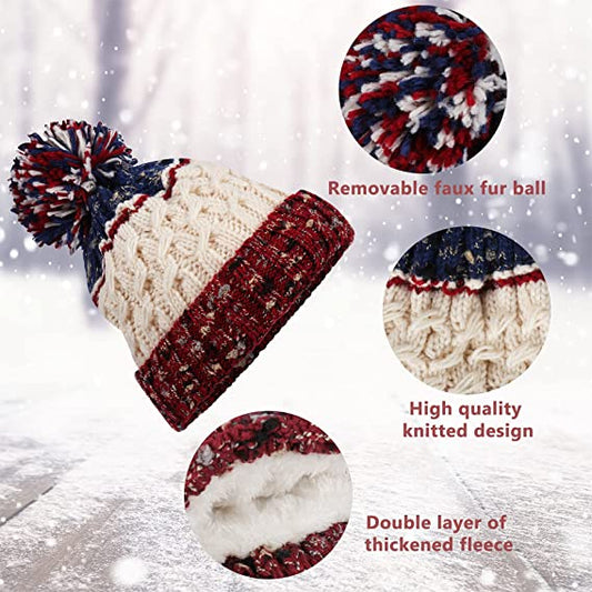 MOONSUN Winter Hat For Women Snug Beanie Hat Chunky Knit Stocking Cap Soft Warm Warm Knit Snug Beanie Hat Gifts for Women