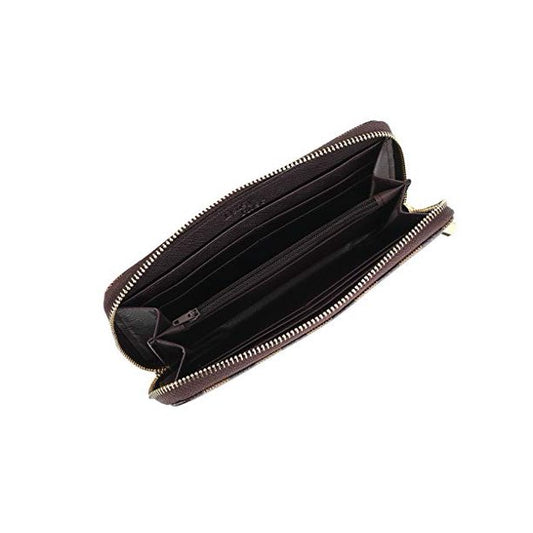 MOONSUN Women’s Check Zip Around Wallet and Phone Clutch -PU Vegan Leather- RFID Blocking with Card Holder Organizer Brown