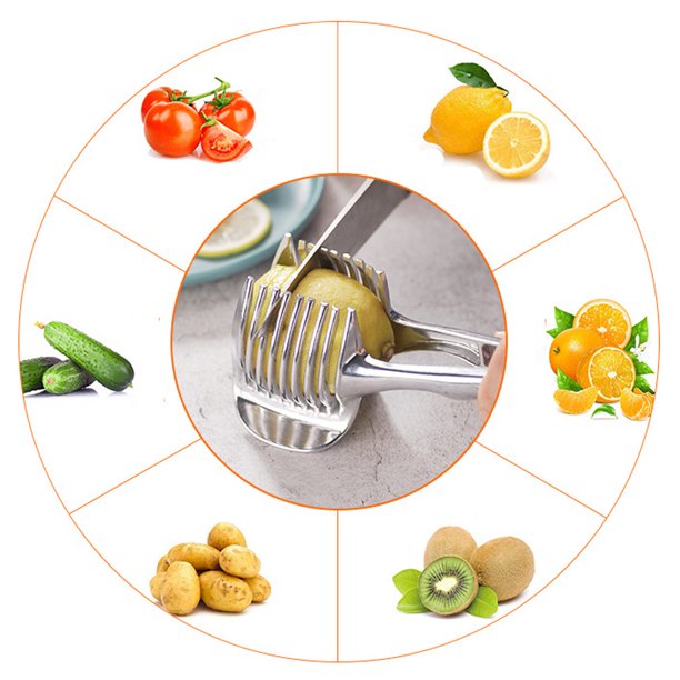 Kitchen Fruit Slicer Vegetable Tomato Clip Holder Lemons Potato Cutter Tool