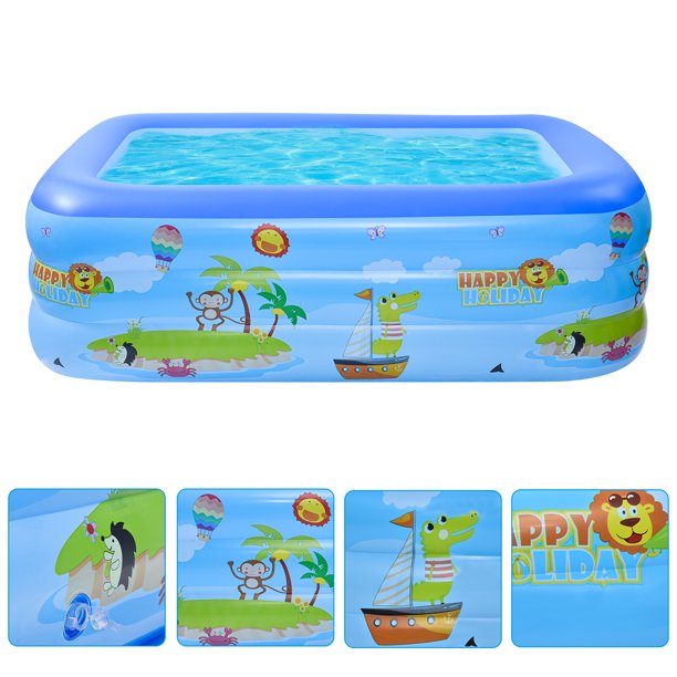 MoonSun Square Inflatable Swimming Pool for kids adults, 82.6"x55"x25.5" Family Full-Sized Lounge Pool for Outdoor Garden Backyard Ground,Unisex