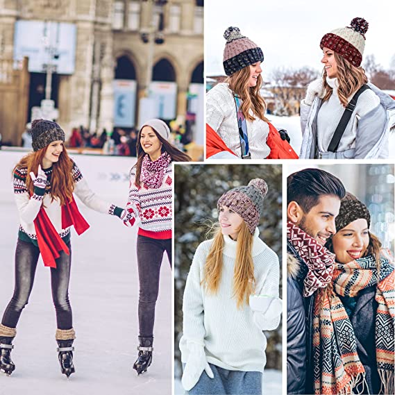 MOONSUN Winter Hat For Women Snug Beanie Hat Chunky Knit Stocking Cap Soft Warm Warm Knit Snug Beanie Hat Gifts for Women