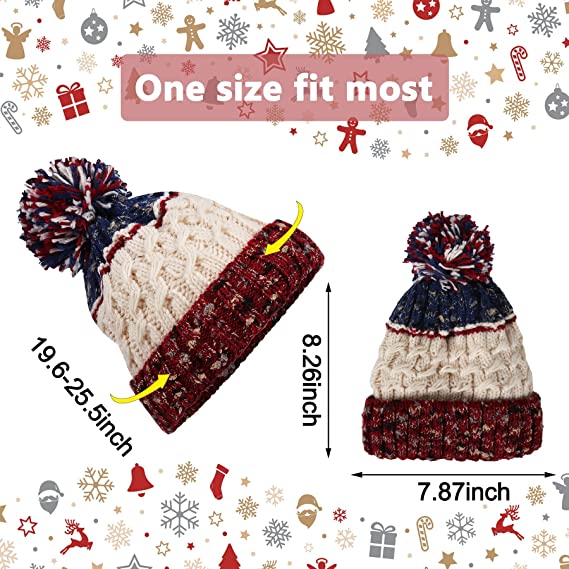 MOONSUN Winter Hat For Women Snug Beanie Hat Chunky Knit Stocking Cap Soft Warm Warm Knit Snug Beanie Hat Gifts for Women