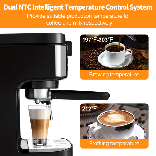 MoonSun Espresso Machine 20 Bar Coffee Machine With Foaming Milk Frother Wand, 1300W No-Leaking 900 ml Removable Water Tank Coffee Maker