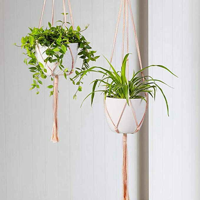 MOONSUN Woven Plant Hanger Basket Pot, Plant Hanger Indoor Hanging ,Hanging Flower Planter Pot Holder New Woven Hanging Basket Planter Woven Plant Storager Basket Indoor Outdoor Flower Holder Home Decoration