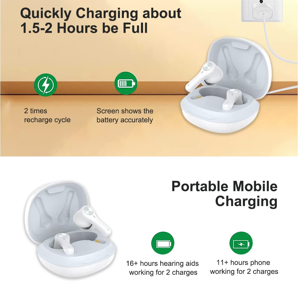 MOONSUN Hearing Amplifier for Seniors, Rechargeable Sound Hearing Amplifier with Noise Reducation, Including Charging Case, for Adults and Senior, A Pair