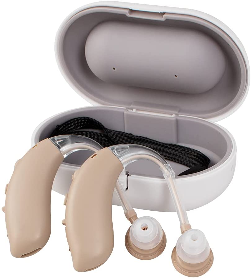 MOONSUN Hearing Amplifier for Seniors, Rechargeable Sound Hearing Amplifier with Noise Reducation, Including Charging Case, for Adults and Senior, A Pair