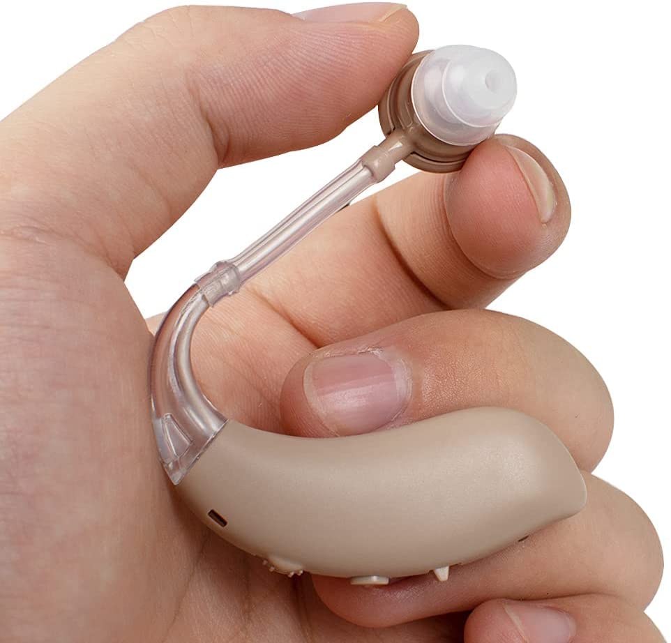 MOONSUN Hearing Amplifier for Seniors, Rechargeable Sound Hearing Amplifier with Noise Reducation, Including Charging Case, for Adults and Senior, A Pair