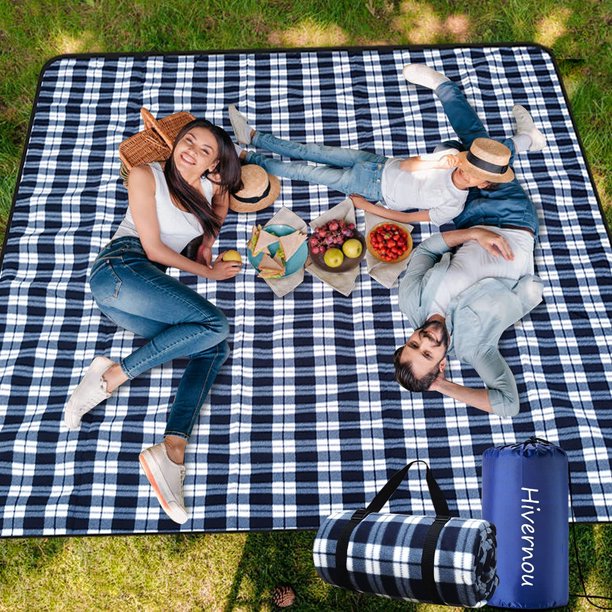 Picnic Blanket Waterproof Foldable with 3 Layers Material,Extra Large Picnic Blanket Picnic Mat Beach Blanket 80"x80" for Camping Beach Park Hiking Fireworks,Larger & Thicker