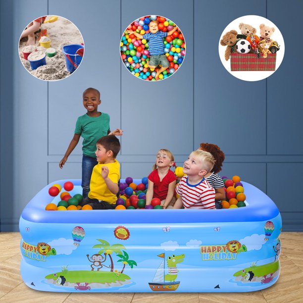MoonSun Square Inflatable Swimming Pool for kids adults, 82.6"x55"x25.5" Family Full-Sized Lounge Pool for Outdoor Garden Backyard Ground,Unisex