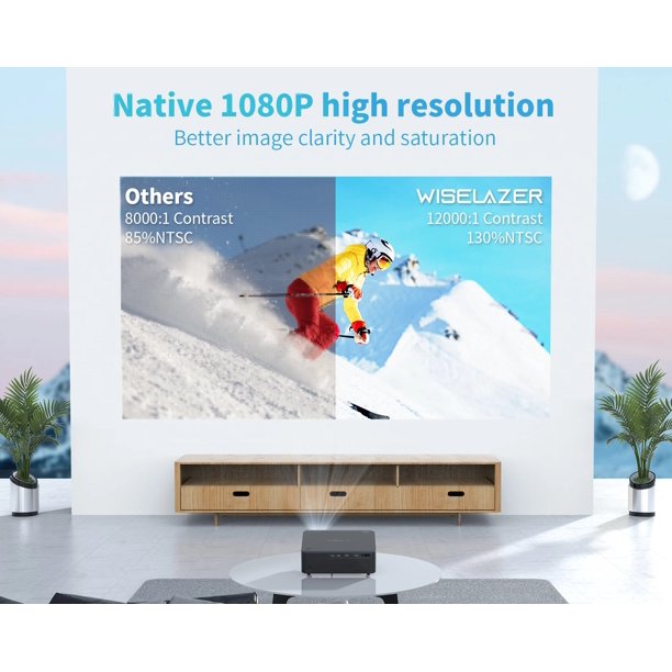 Portable Projector Mini Video Projector Compatible with iOS/Android/PC for Outdoor Indoor Movie, Home Theater