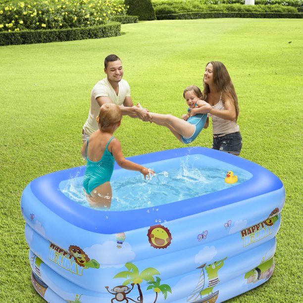 MoonSun Square Inflatable Swimming Pool for kids adults, 70.8"x55"x23.6" Family Full-Sized Lounge Pool for Outdoor Garden Backyard Ground,Unisex