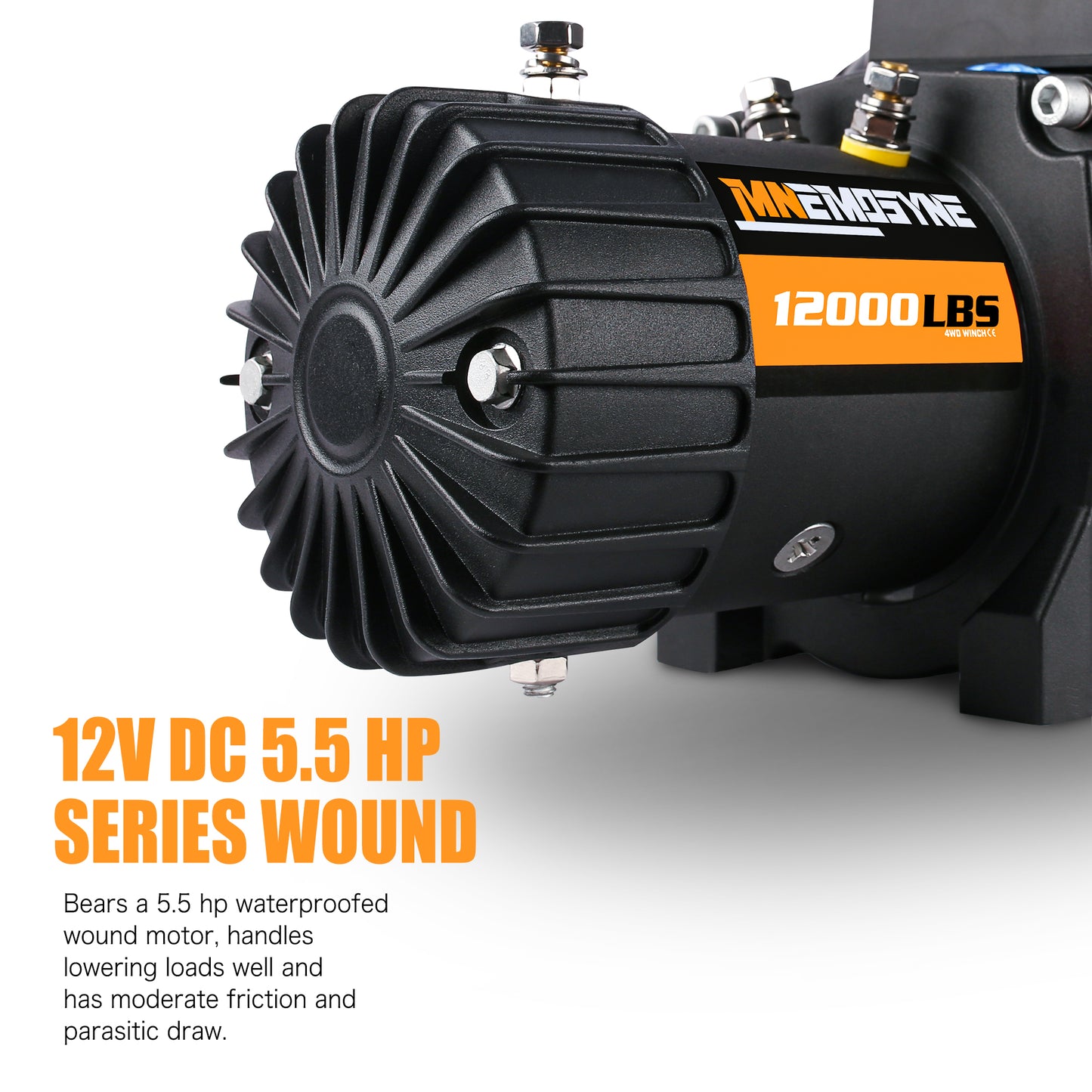 MoonSun 12000LBS Load Capacity Electric Synthetic Rope Winch Kit with Hawse Fairlead, Wireless Remote Control Waterproof IP67