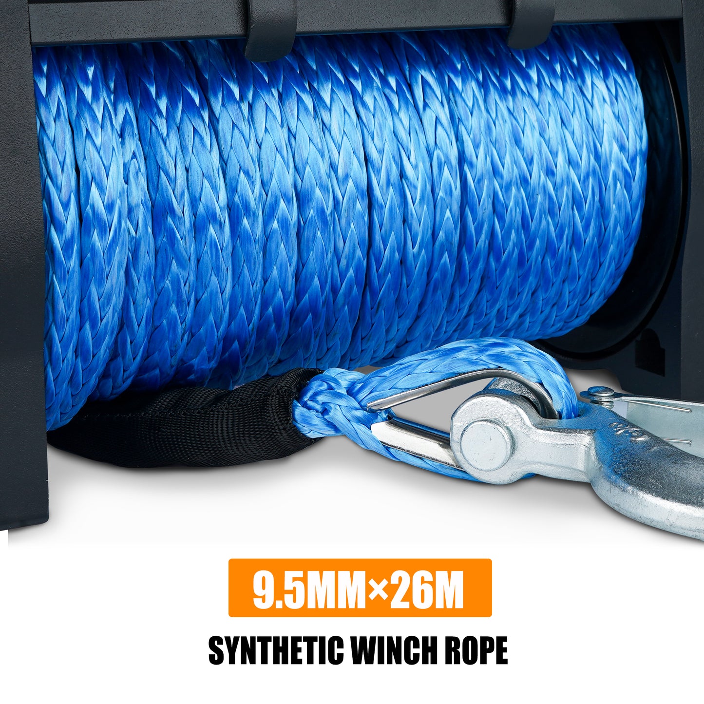 MoonSun 12000LBS Load Capacity Electric Synthetic Rope Winch Kit with Hawse Fairlead, Wireless Remote Control Waterproof IP67