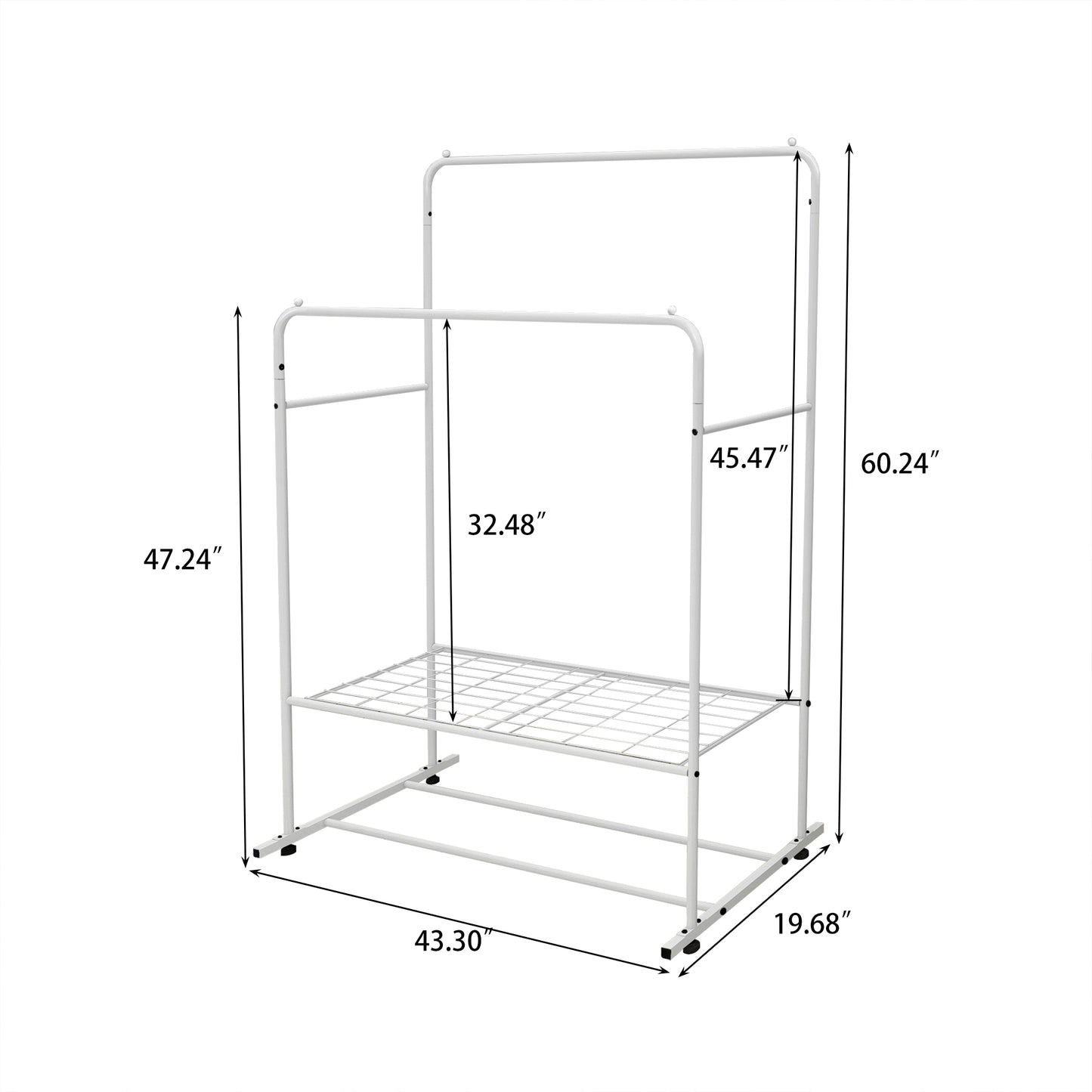 MOONSUN Garment Rack Freestanding Hanger Double Rods Multi-functional Bedroom Clothing Rack