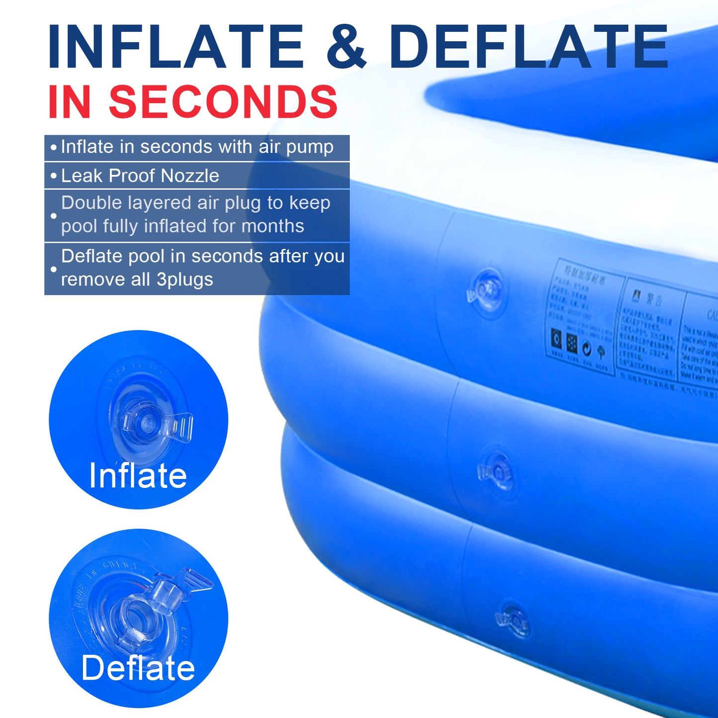 Inflatable Swimming Pools, Inflatable Pool for Kids, Kiddie, Toddler, 117" X 69" X 53" for Outdoor, Backyard, Garden, Indoor