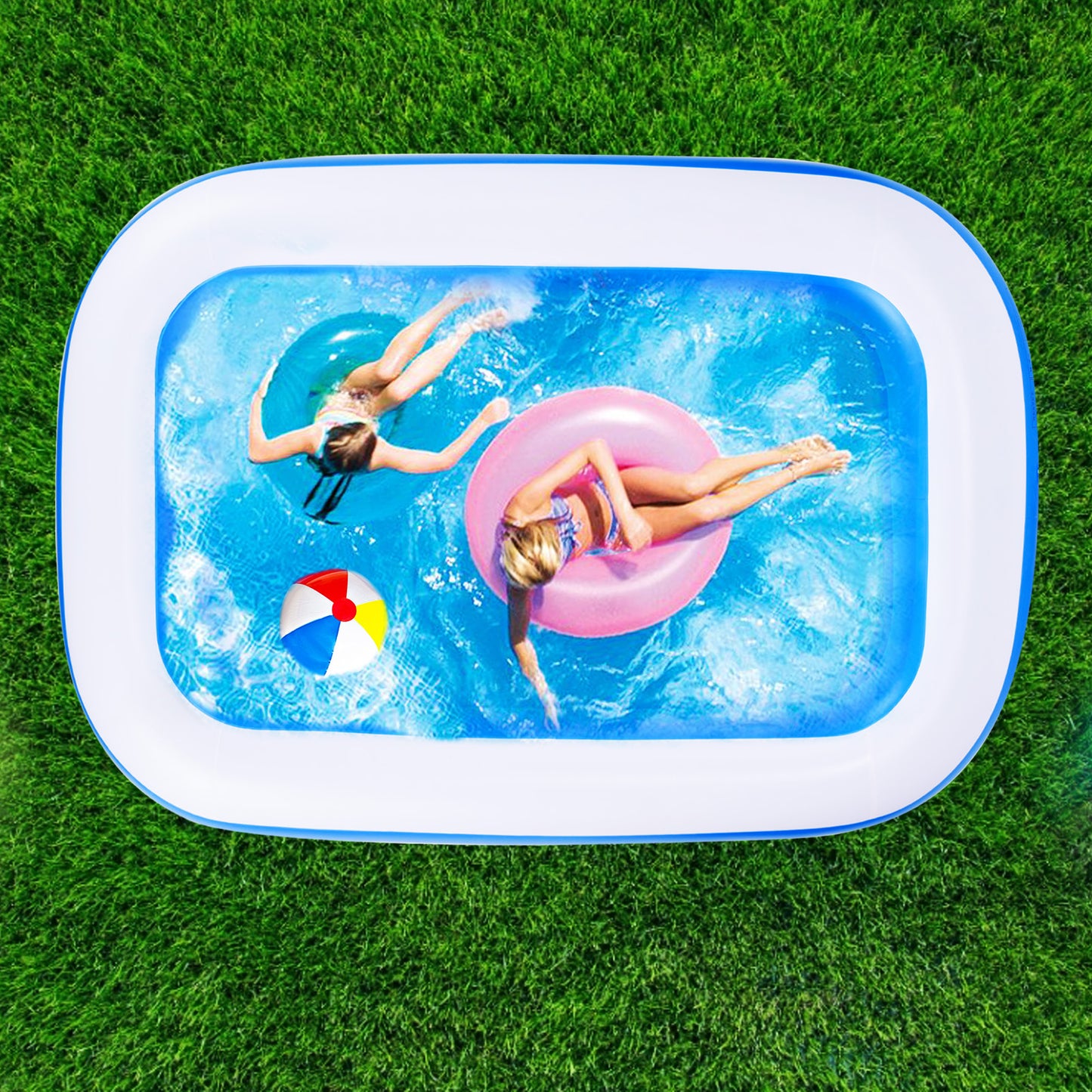 Inflatable Swimming Pools, Inflatable Pool for Kids, Kiddie, Toddler, 117" X 69" X 53" for Outdoor, Backyard, Garden, Indoor