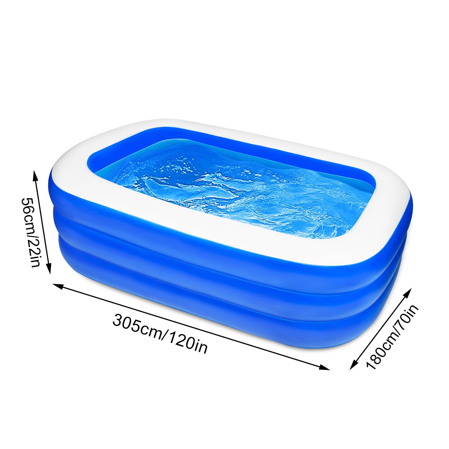 Inflatable Swimming Pools, Inflatable Pool for Kids, Kiddie, Toddler, 117" X 69" X 53" for Outdoor, Backyard, Garden, Indoor