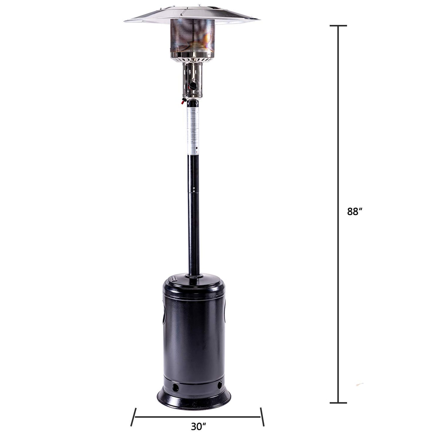 MOONSUN Outdoor Patio Propane Heater with Portable Wheels 47,000 BTU 88 inch Standing Gas Outside Heater Stainless Steel Burner Commercial & Residential Hammered for Party Restaurant Garden Yard