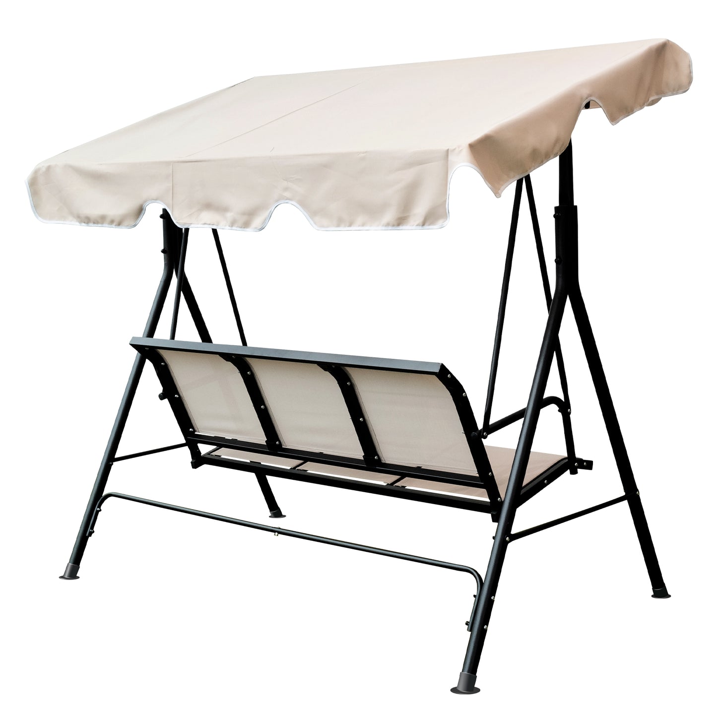 MOONSUN 3-Seater Outdoor Adjustable Canopy Porch Swing Chair for Patio, Garden, Poolside, Balcony w/Armrests, Textilene Fabric, Steel Frame