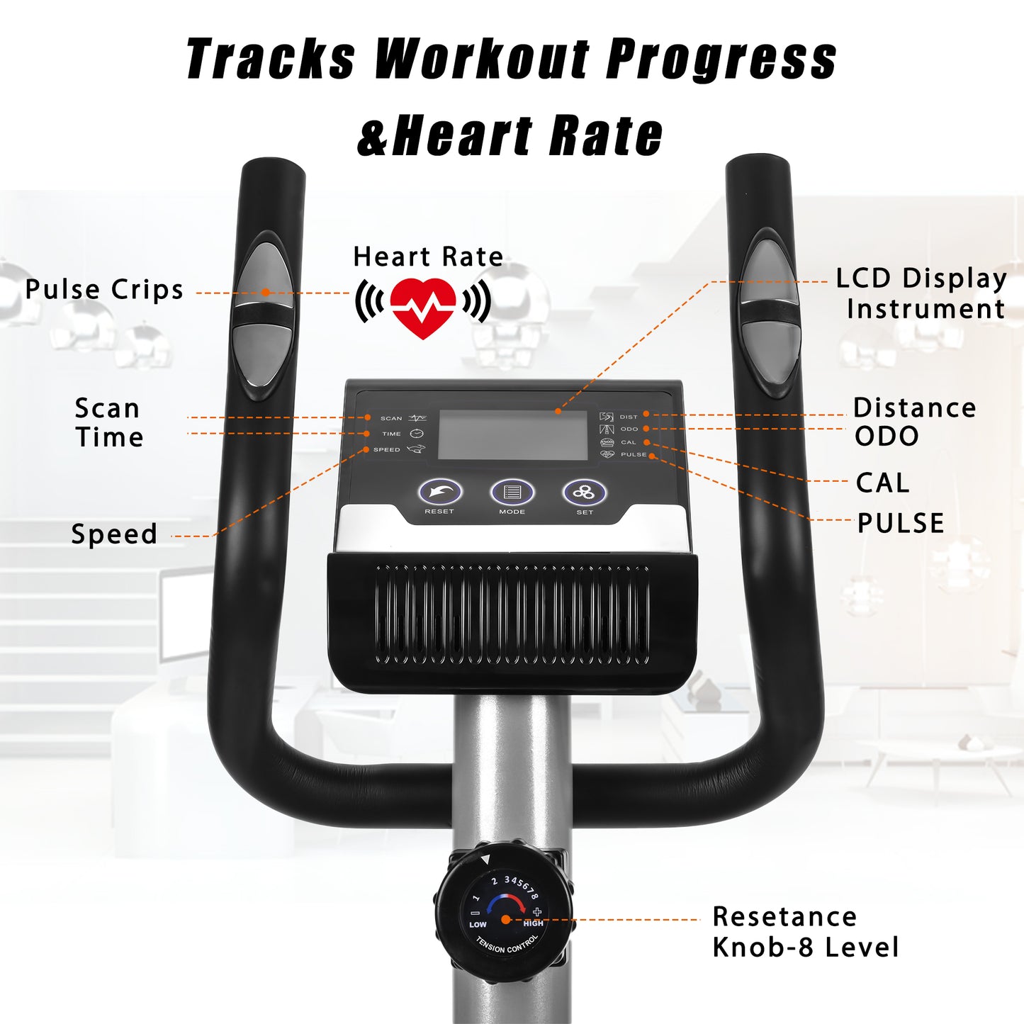 MoonSun Elliptical Machine Trainer Magnetic Smooth Quiet Driven with LCD Monitor, Heart Rate Monitor,Speed
