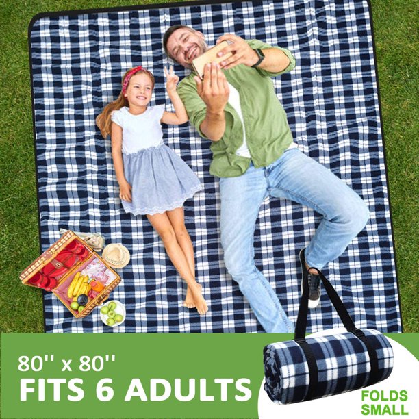 Picnic Blanket Waterproof Foldable with 3 Layers Material,Extra Large Picnic Blanket Picnic Mat Beach Blanket 80"x80" for Camping Beach Park Hiking Fireworks,Larger & Thicker