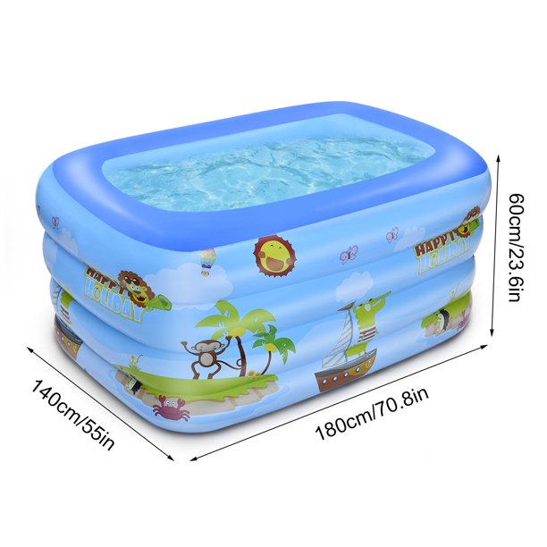 MoonSun Square Inflatable Swimming Pool for kids adults, 70.8"x55"x23.6" Family Full-Sized Lounge Pool for Outdoor Garden Backyard Ground,Unisex