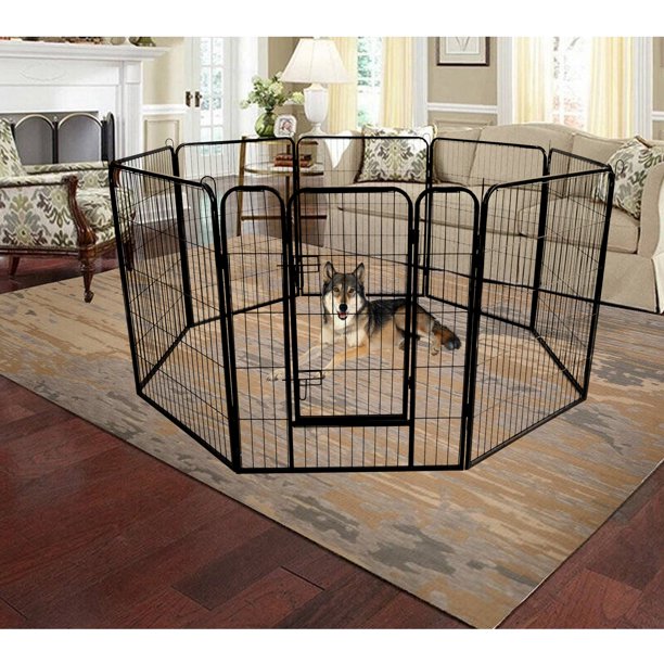 Moonsun Dog Pet Frame Fence ,Heavy Duty Large Indoor Metal Puppy Dog Run Fence / Iron Pet Dog Playpen, Strong Metal Frame Kennel Durable Indoor & Outdoor Kennel for Large Dogs