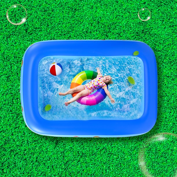 MoonSun Square Inflatable Swimming Pool for kids adults, 82.6"x55"x25.5" Family Full-Sized Lounge Pool for Outdoor Garden Backyard Ground,Unisex