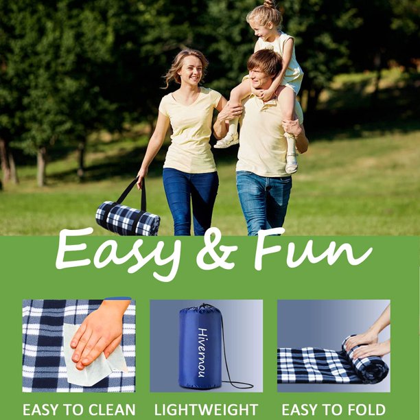Picnic Blanket Waterproof Foldable with 3 Layers Material,Extra Large Picnic Blanket Picnic Mat Beach Blanket 80"x80" for Camping Beach Park Hiking Fireworks,Larger & Thicker