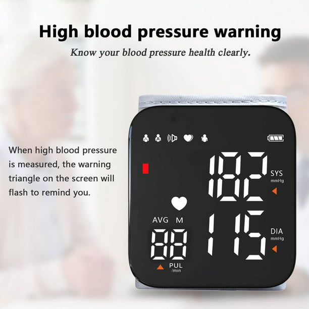 Automatic Wrist Blood Pressure Monitor, Adjustable Wrist Cuff, Portable BP Cuff Accurate Digital Heart Rate Monitor, Large LCD Talking Blood Pressure Cuff for Home Travel