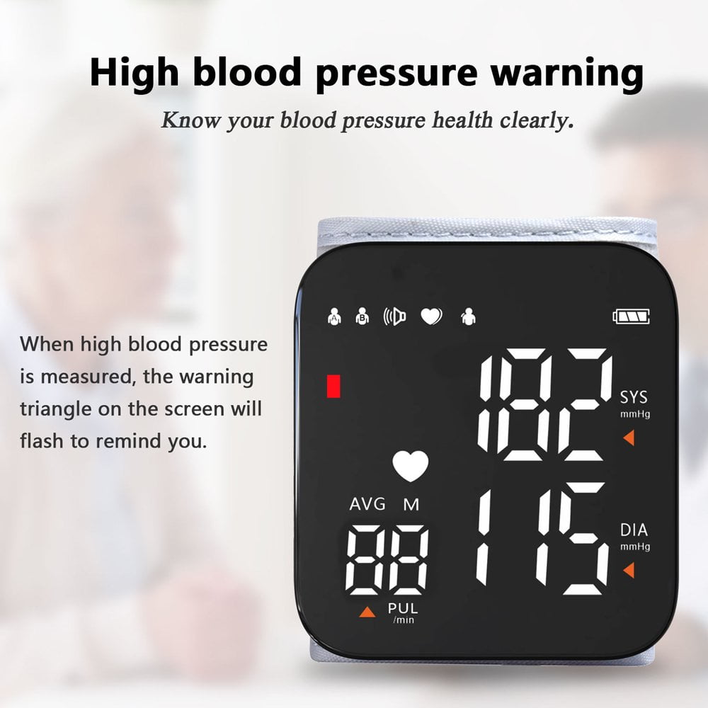 Automatic Wrist Blood Pressure Monitor,Adjustable Wrist Cuff, Portable BP Cuff Accurate Digital Heart Rate Monitor, Large LCD Talking BP Monitor for Home Travel