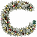 9ft Pre-Lit Snow Flocked Christmas Garland with 80 LED Lights w/ 8 Modes & Timer for Outdoor Indoor Xmas Decoration Fireplace Stairs Doorway Railings Decor,1 Pack