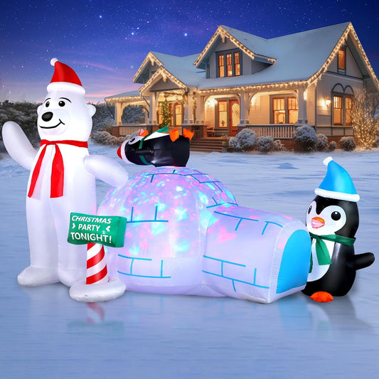 6ft Christmas Inflatable Snowman Colorful Rotating LED Lights for Outdoor & Indoor Holiday Yard Decorations3