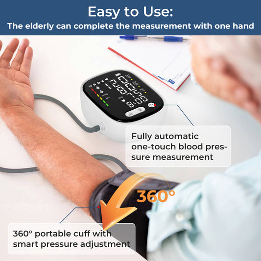 Automatic Rechargeable Blood Pressure Monitor Upper Arm, Digital BP Machine Voice Broadcast, Adjustable Large Cuff, 2 x 90 Sets Memory BP Monitor for Home Use
