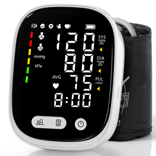 Automatic Rechargeable Blood Pressure Monitor Upper Arm, Digital BP Machine Voice Broadcast, Adjustable Large Cuff, 2 x 90 Sets Memory BP Monitor for Home Use