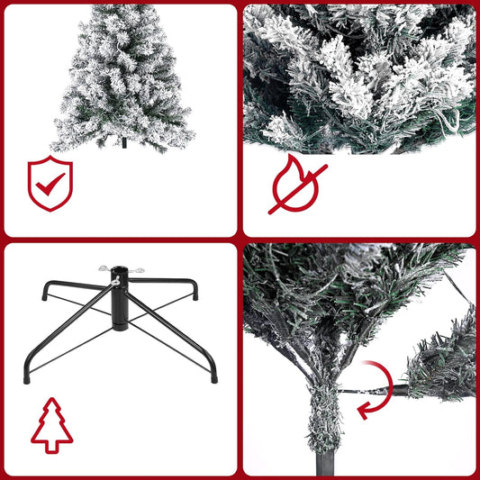 5ft Pre-lit Snow Flocked Artificial Christmas Tree Holiday Decoration w/ Metal Stand