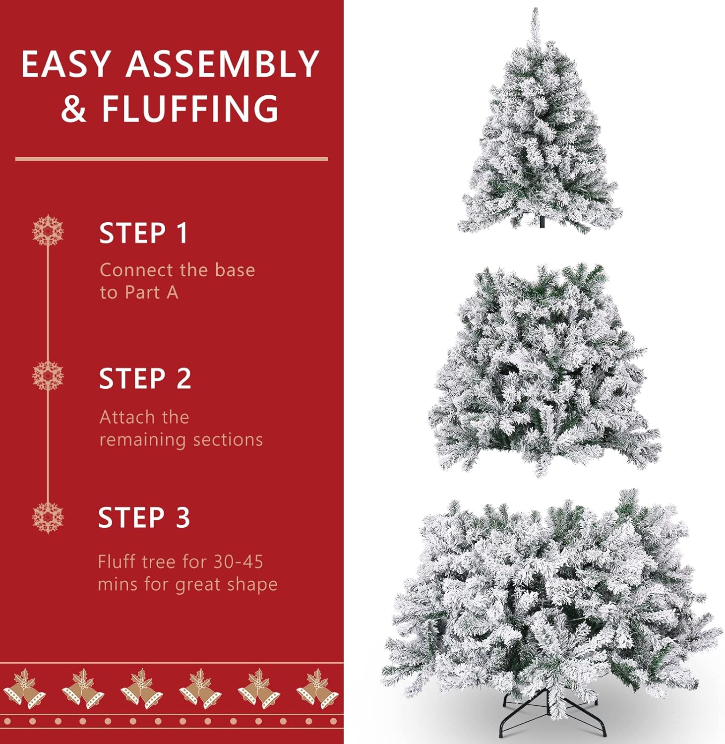 5ft Pre-lit Snow Flocked Artificial Christmas Tree Holiday Decoration w/ Metal Stand