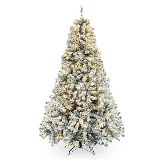 5ft Pre-lit Snow Flocked Artificial Christmas Tree Holiday Decoration w/ Metal Stand