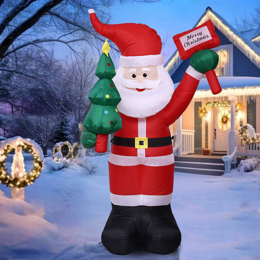 8 FT Christmas Inflatable Santa Claus with Candy and Big Gift Bag Outdoor Decor