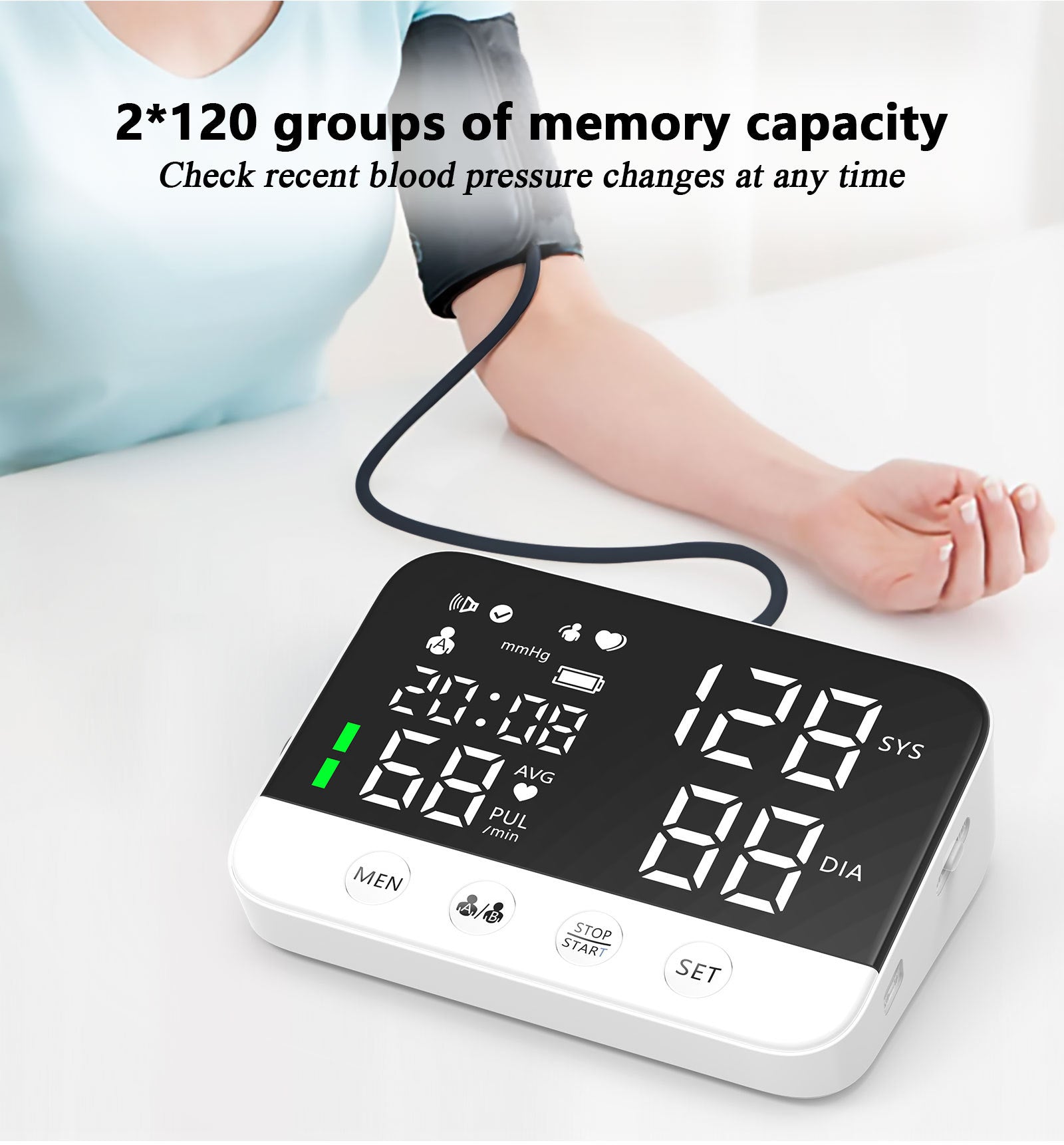 Moonsun Blood Pressure Monitor Upper Arm, 8.7-17'' Adjustable Blood Pressure Cuff for Home use, LED Color Backlit Screen