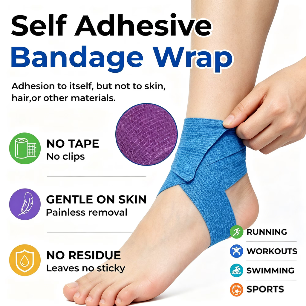 MoonSun 12 Pack Self Adhesive Bandage Wrap, 2" x 5 Yards, Waterproof Breathable Elastic Athletic Tape for Wrist, Ankle, Sports, Pets and Home Use