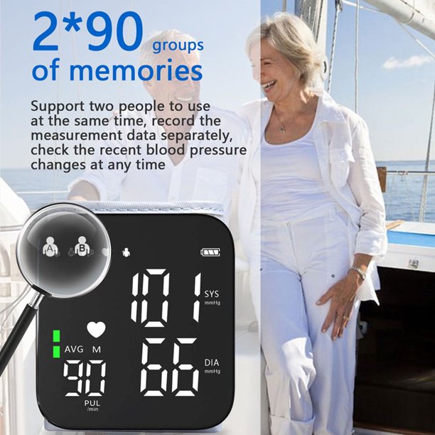 Automatic Wrist Blood Pressure Monitor, Adjustable Wrist Cuff, Portable BP Cuff Accurate Digital Heart Rate Monitor, Large LCD Talking Blood Pressure Cuff for Home Travel