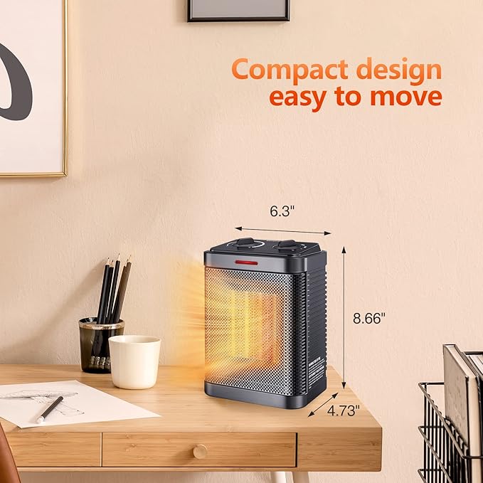 Moonsun 1500W Fast Heating PTC Space Heater - 80° Oscillation, Eco Mode, Remote Safe Quiet Portable Heater for Indoor Home/Office/Bedroom