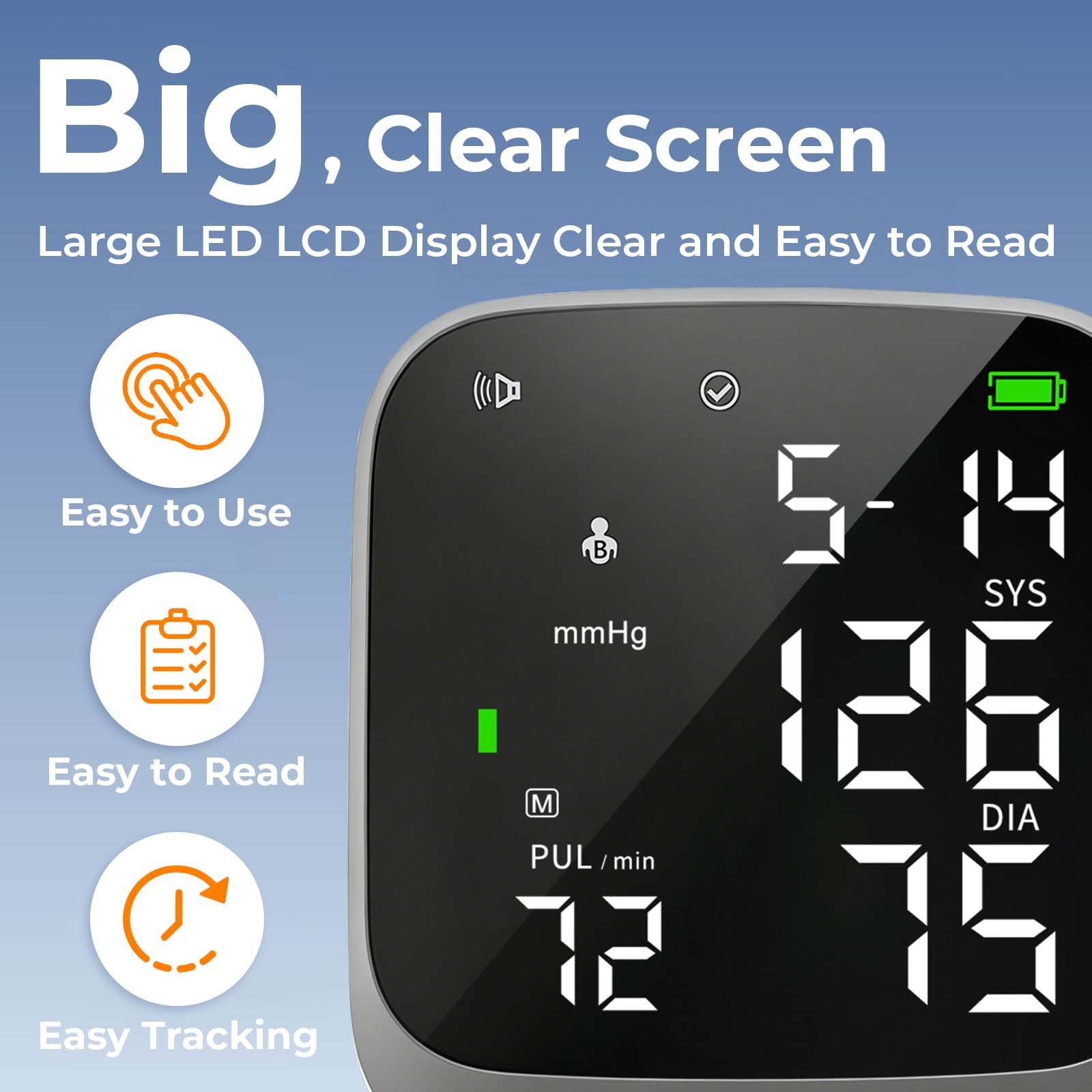 Automatic Wrist Blood Pressure Monitor, Rechargeable, Voice Broadcast ON/OFF, Large LCD Display, 2-User 300 Memory, Adjustable Cuff 5.3-7.7 inches, BP Machine for Home Travel Seniors