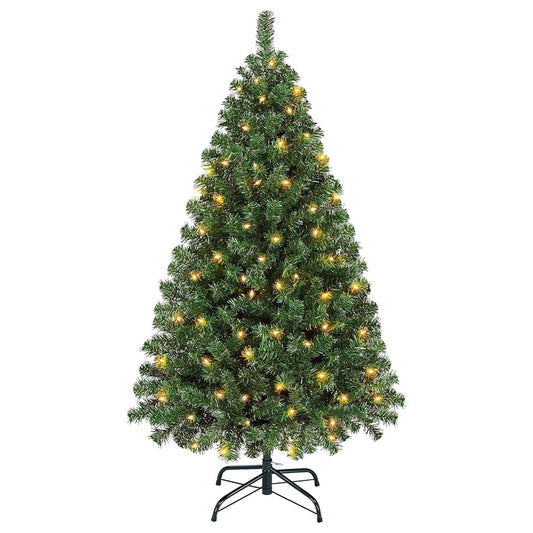 4.5ft Pre-lit PVC Christmas Tree 200 LED Light Metal Stand