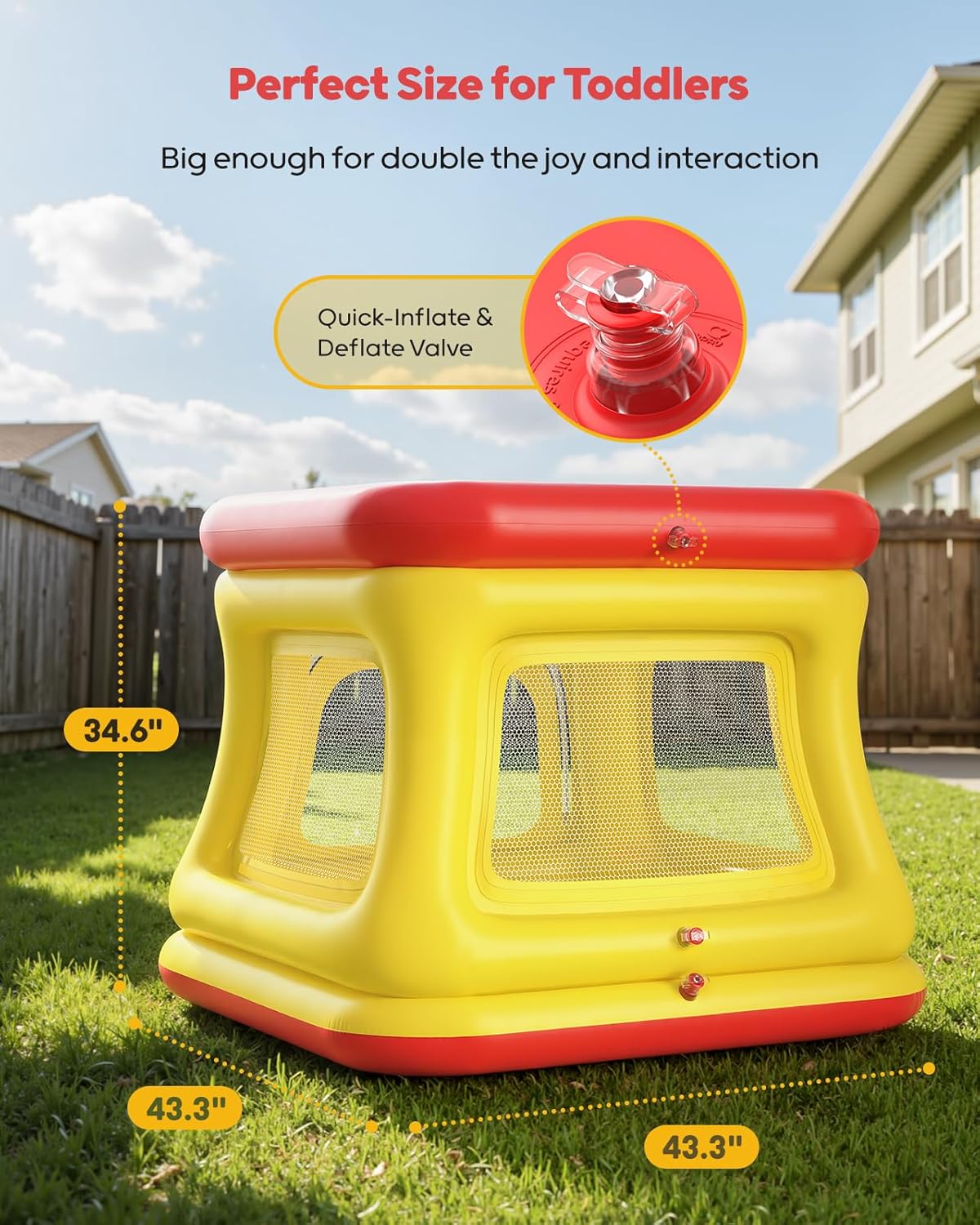 Moonsun 3-in-1 Inflatable Bounce House for Toddlers 1-3 - Ball Pit/Trampoline, Indoor/Outdoor w/ Pump & Safety Net