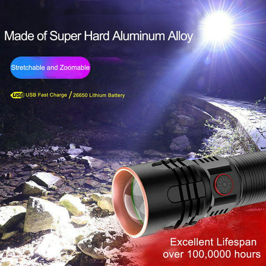 Rechargeable Flashlights High Lumens, 10000 Lumen Super Bright Handheld LED Powerful Flashlight, Shockproof Waterproof Zoomable High Powered Durable Flashlight for Outdoor Indoor Camping