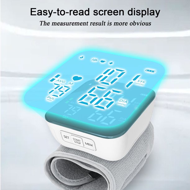 Automatic Wrist Blood Pressure Monitor, Adjustable Wrist Cuff, Portable BP Cuff Accurate Digital Heart Rate Monitor, Large LCD Talking Blood Pressure Cuff for Home Travel