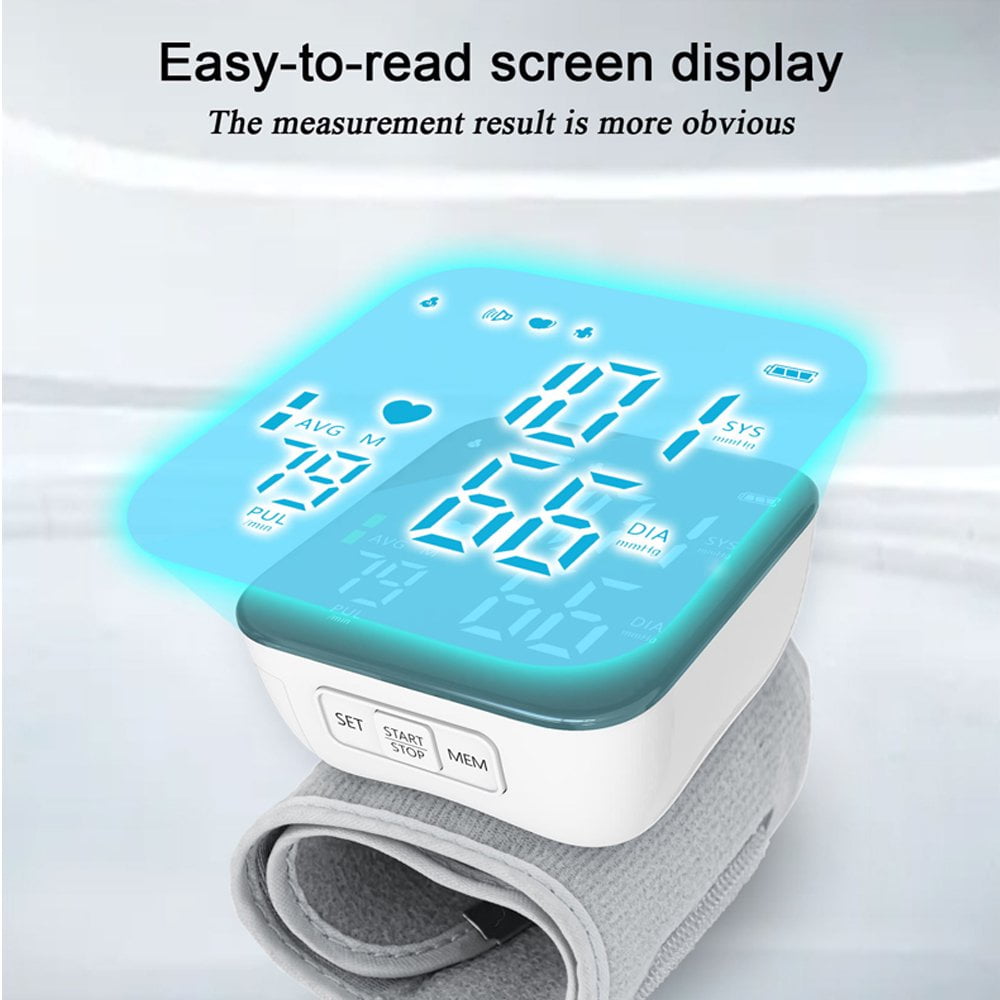 Automatic Wrist Blood Pressure Monitor,Adjustable Wrist Cuff, Portable BP Cuff Accurate Digital Heart Rate Monitor, Large LCD Talking BP Monitor for Home Travel